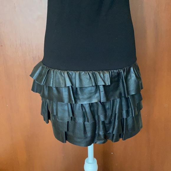 Theory Black Tie Dress with Leather - NEW - Picture 6 of 12